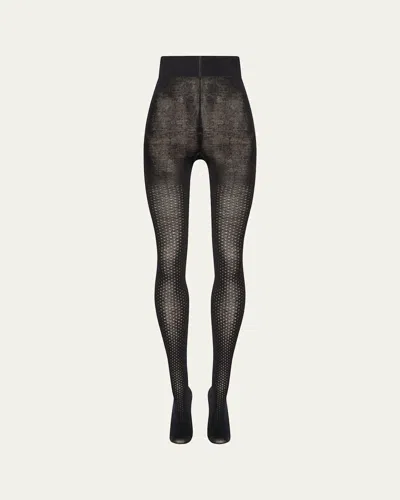 Wolford Dotted Jacquard Tights, 100 Denier In Black