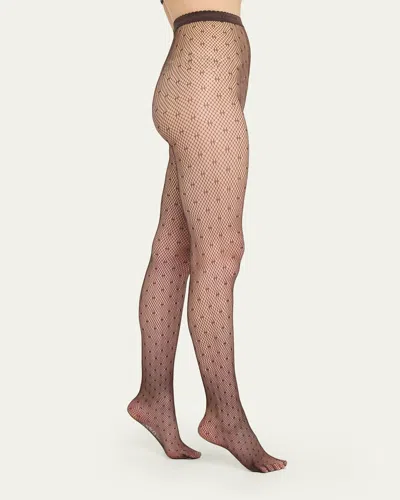 Wolford Dotted Net Polka Dot Mesh Tights In Black