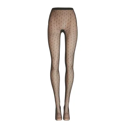 Wolford Dotted Net Tights In Brown