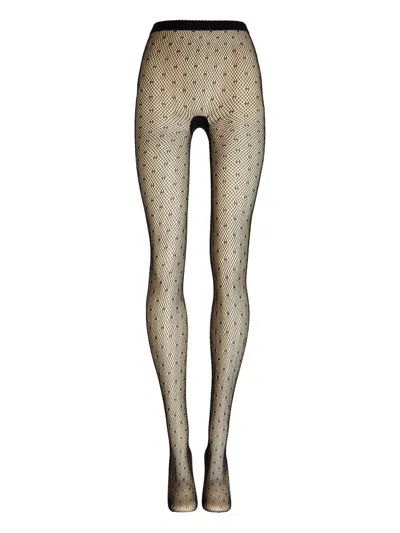 Wolford Dotted Net Tights In Neutral