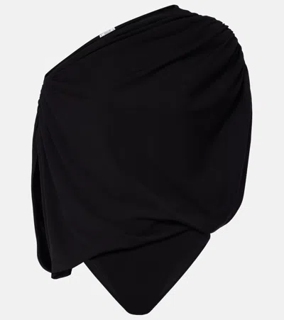 Wolford Draped Off-shoulder Bodysuit In Black