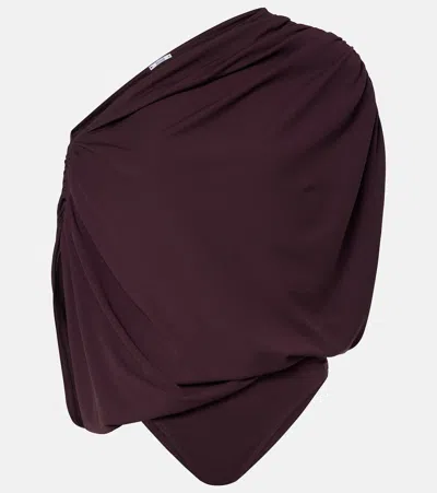 Wolford Draped Off-shoulder Bodysuit In Burgundy