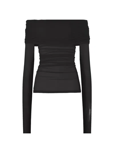 Wolford Draped Semi-sheer Top In Black