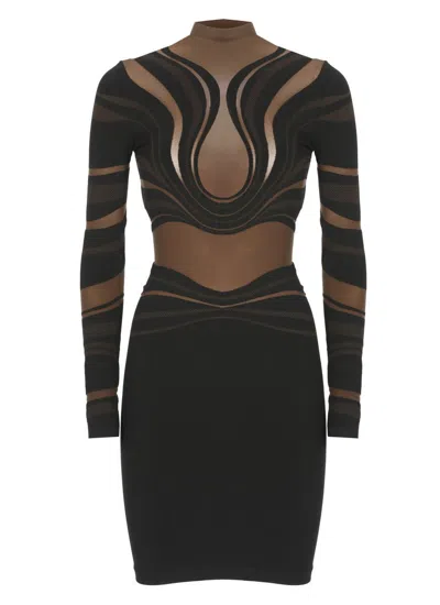 Wolford High-neck Sheer-panelled Dress In Black