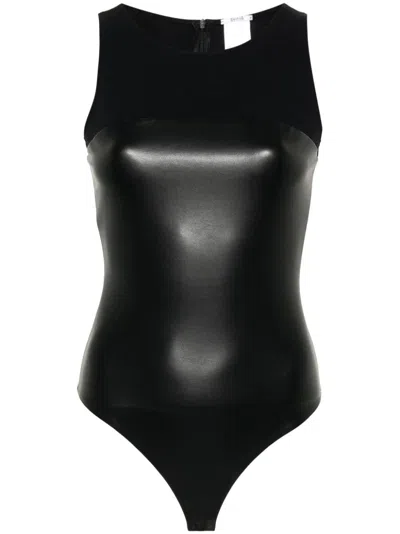 Wolford Eco Faux Leather String Bodysuit In Black