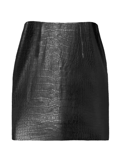 Wolford Embossed Alligator-effect Fitted Mini Skirt In Black