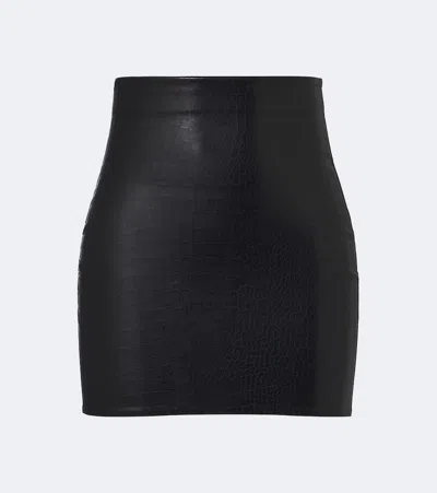Wolford Embossed Croc-effect Miniskirt In Black