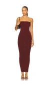 Wolford Fatal Strapless Midi Dress In Burgundy