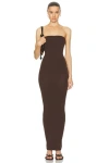 Wolford Fatal Strapless Midi Tube Dress In Umber