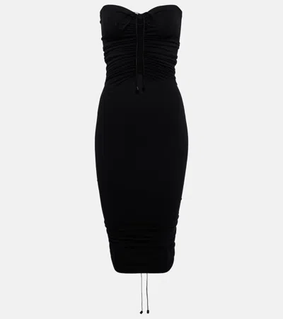 Wolford Fatal Ruched Strapless Minidress In Black