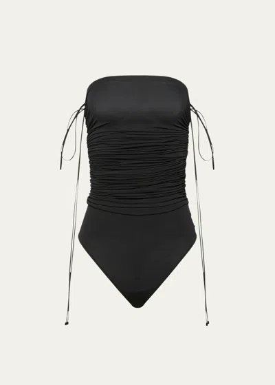 WOLFORD FATAL RUCHED STRAPLESS STRING BODYSUIT