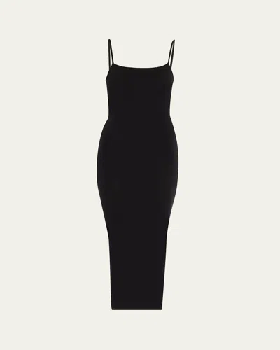 Wolford Fatal Sleeveless Bodycon Knit Velvet Midi Dress In Black