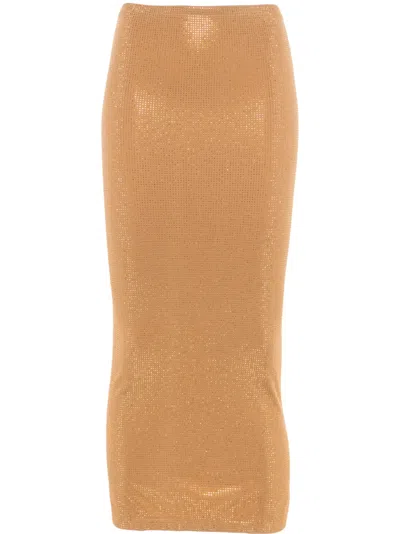 Wolford Fatal Stud-embellished Midi Dress In Brown