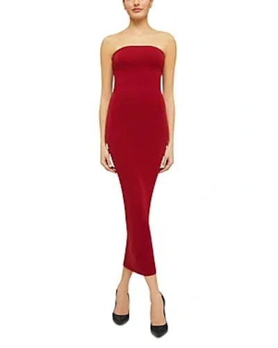 Wolford Fatal Strapless Midi Tube Dress In Soft Cherry