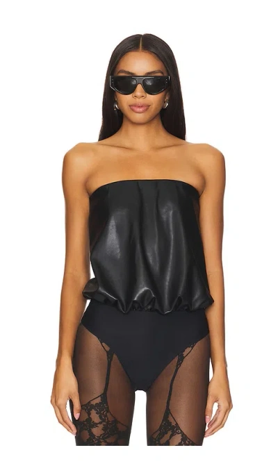 Wolford Faux Leather Bodysuit In Black