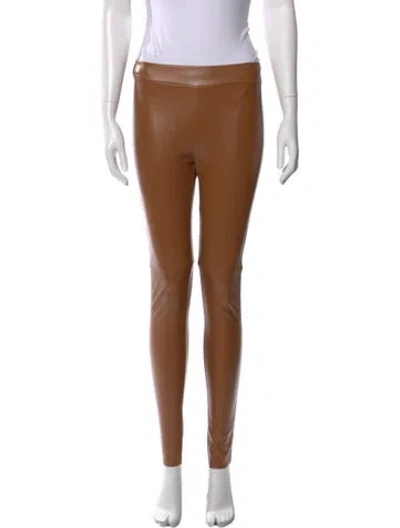 Pre-owned Wolford Faux Leather Skinny Leg Pants In Brown