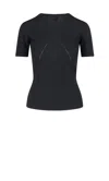 Wolford Fitted Short-sleeved Sweater With Geometric Ribbed Texture In Black