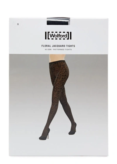 Wolford Floral-jacquard 40 Denier Tights In Black