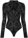 Wolford Floral-jacquard Metallic Bodysuit In Black