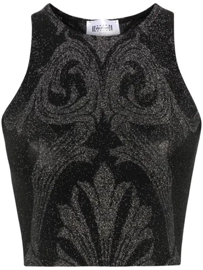 WOLFORD X ETRO FLORAL-JACQUARD METALLIC CROP TOP