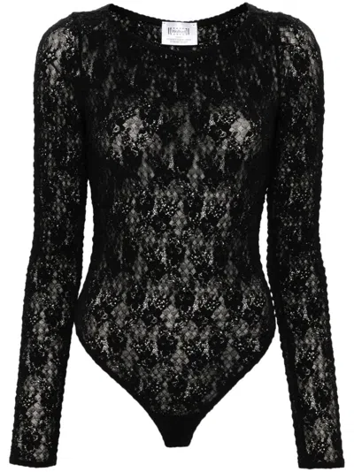 Wolford Floral-lace Bodysuit In 黑色