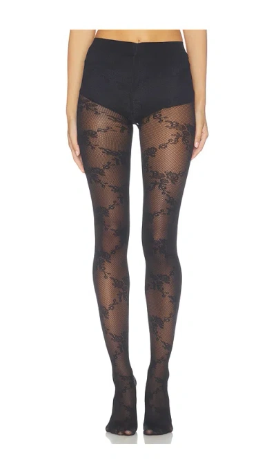 Wolford Floral Lace Tights In Black