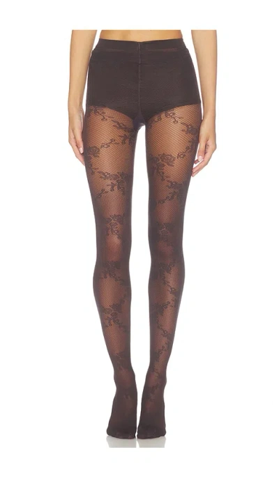 Wolford Floral-lace Net Tights In Black