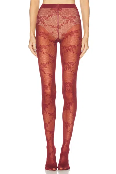 Wolford Floral-lace Net Tights In Brown
