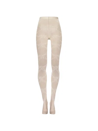 Wolford Floral Lace Tights In Neutral