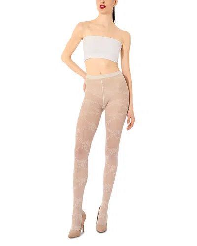 Wolford Floral Lace Tights In Neutral