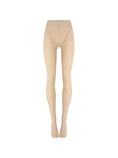 Wolford Floral Lace-mesh Tights In Neutral