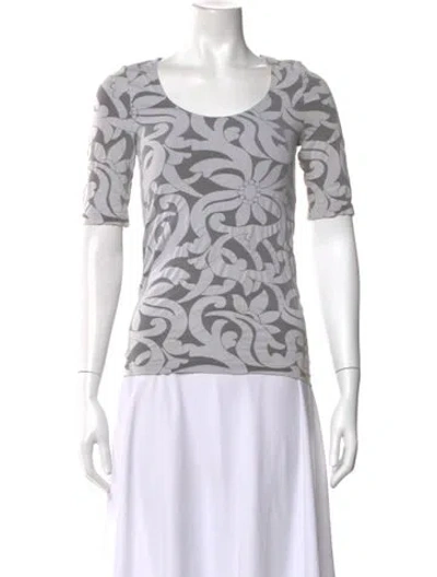 Pre-owned Wolford Floral Print Scoop Neck T-shirt In Multi