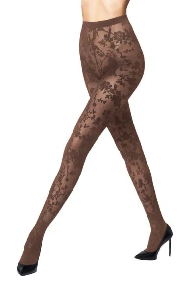 Wolford Floral Tights In Almond