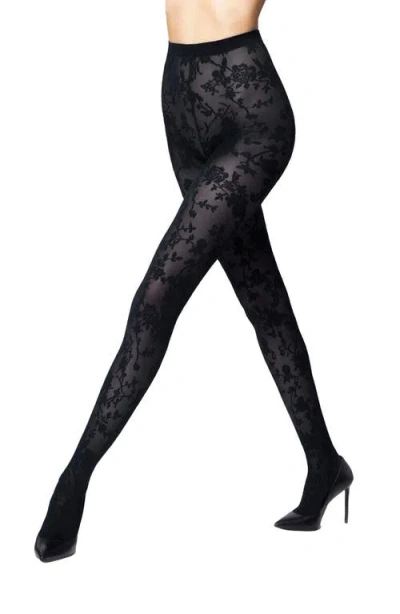 Wolford Floral Tights In Navy