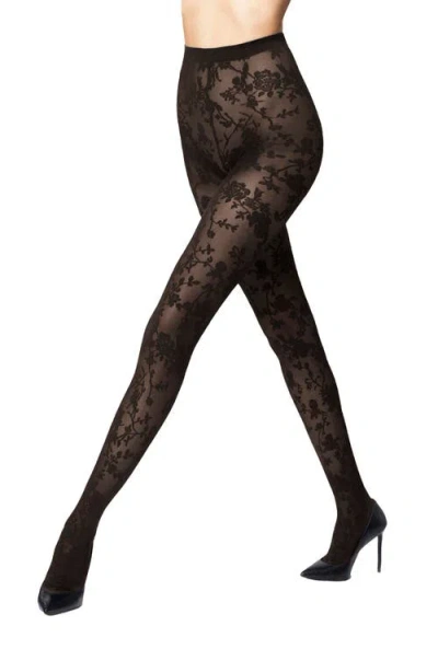 Wolford Floral Tights In Soft Cacao