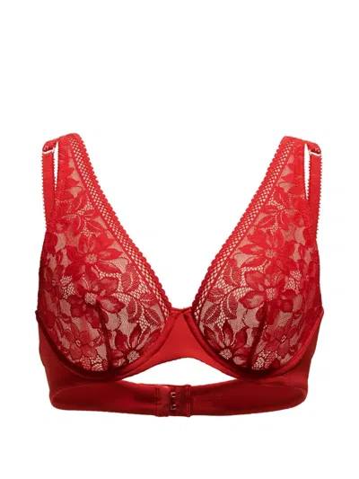 Wolford Floral-lace Bra In Red