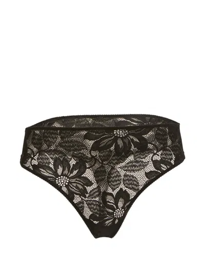 Wolford Floral-lace Thong In Black