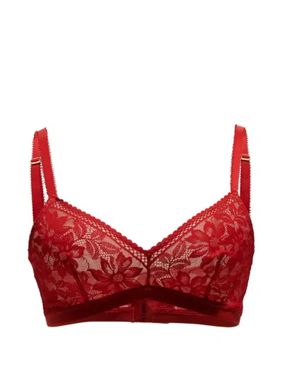 Wolford Floral-lace Triangle Bra In Red