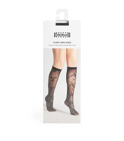 Wolford Floret Knee-high Socks In Black