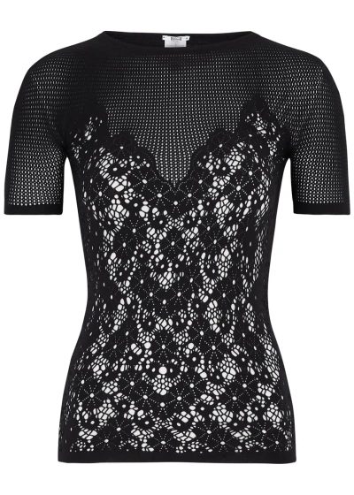 Wolford Flower Lace Stretch-knit Top In Black