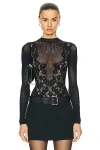 WOLFORD FLOWER LACE STRING BODYSUIT