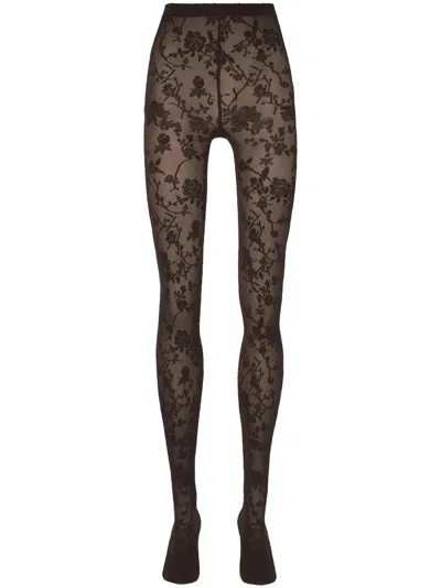 Wolford Flower-motif Tights In Black
