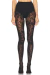 Wolford Black Flower Tights In Black