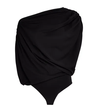 Wolford Fluid Drape Bodysuit In Black