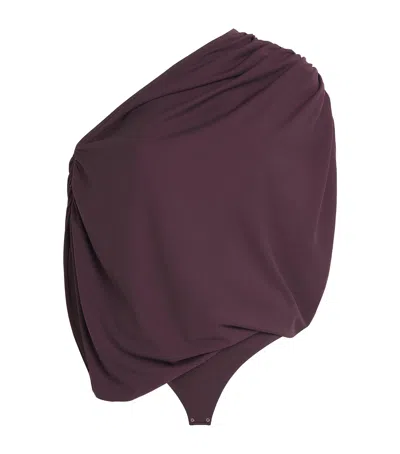 Wolford Fluid Drape Bodysuit In Burgundy
