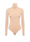 Wolford Form-fitting Beige Bodysuit With High Neck In Brown