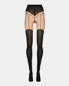 Wolford Garter-detail Tights In Fairly Light/black
