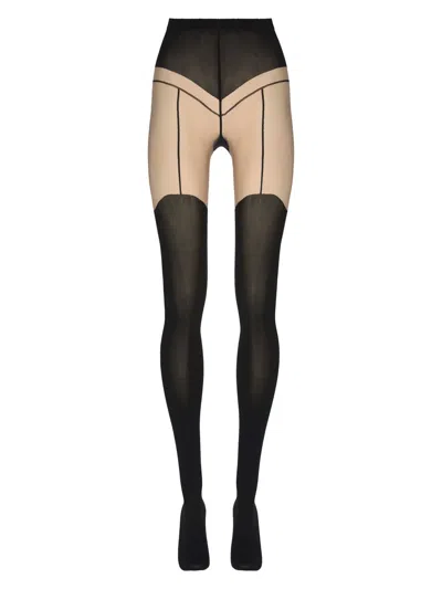 Wolford Garter-detail Tights In Fairly Light/black