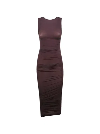 Wolford Gathered Sleeveless Dress In Brown