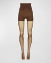 Wolford Geometric Dots Control-top Tights In Brown